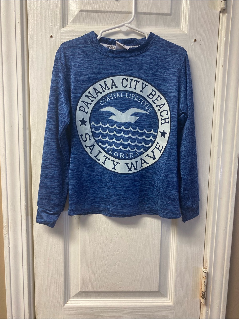 Panama City Beach Salty Wave Blue Kids Long-Sleeve Top